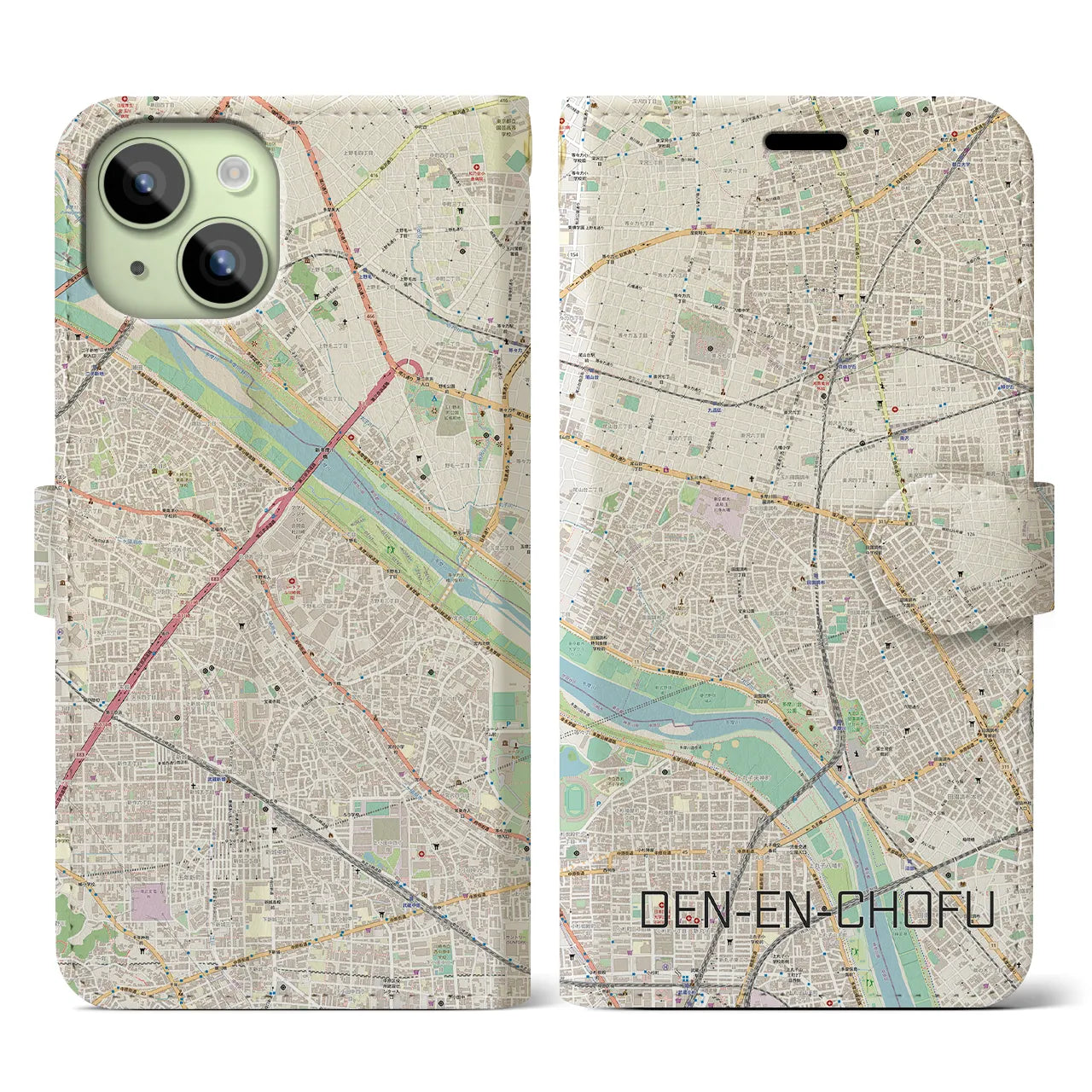 【田園調布(東京都)】地図柄iPhoneケース(手帳タイプ)
