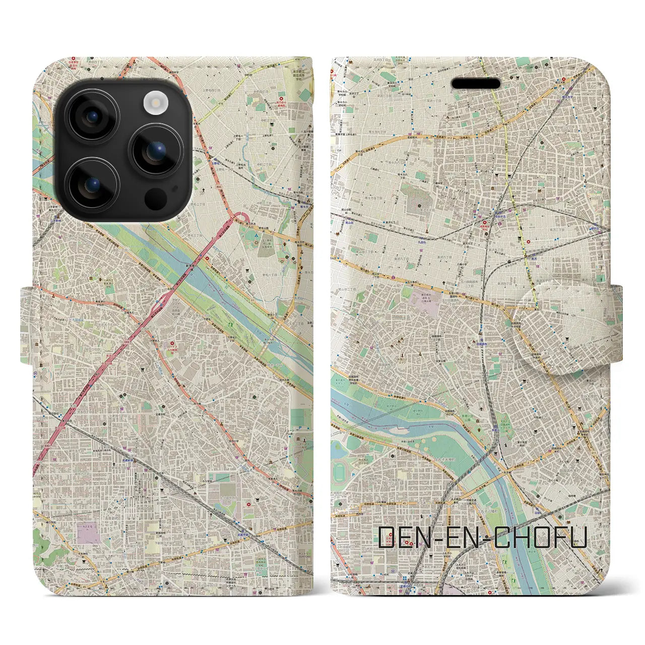 【田園調布(東京都)】地図柄iPhoneケース(手帳タイプ)