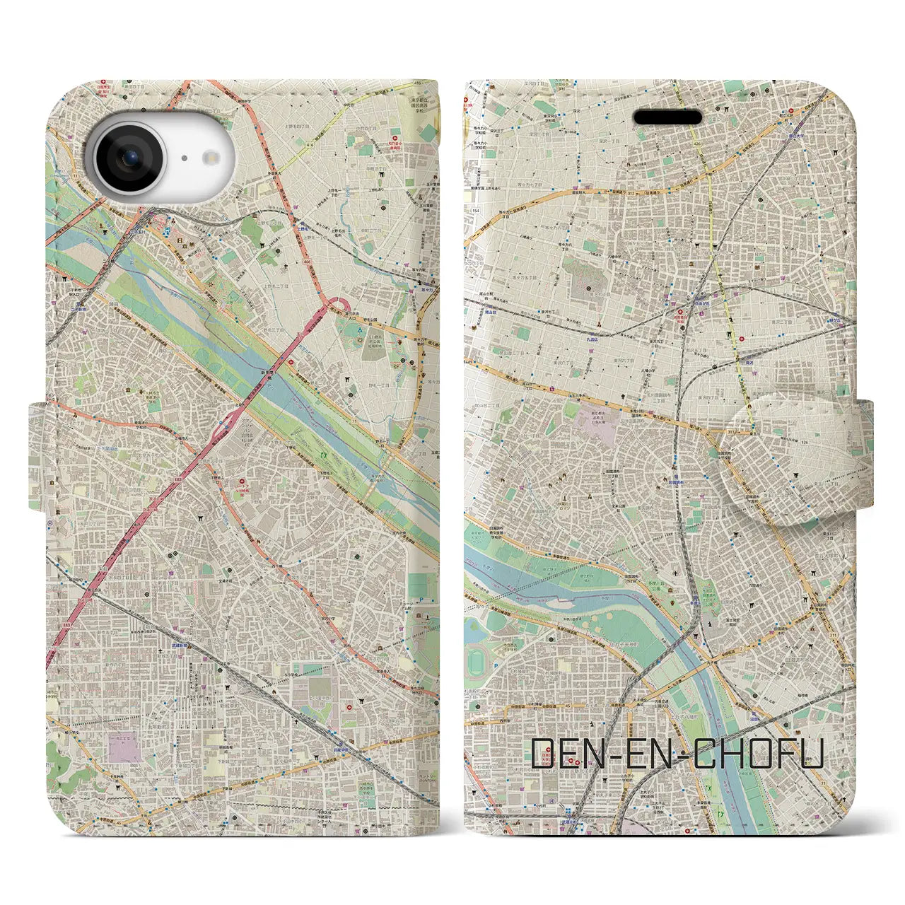 【田園調布(東京都)】地図柄iPhoneケース(手帳タイプ)