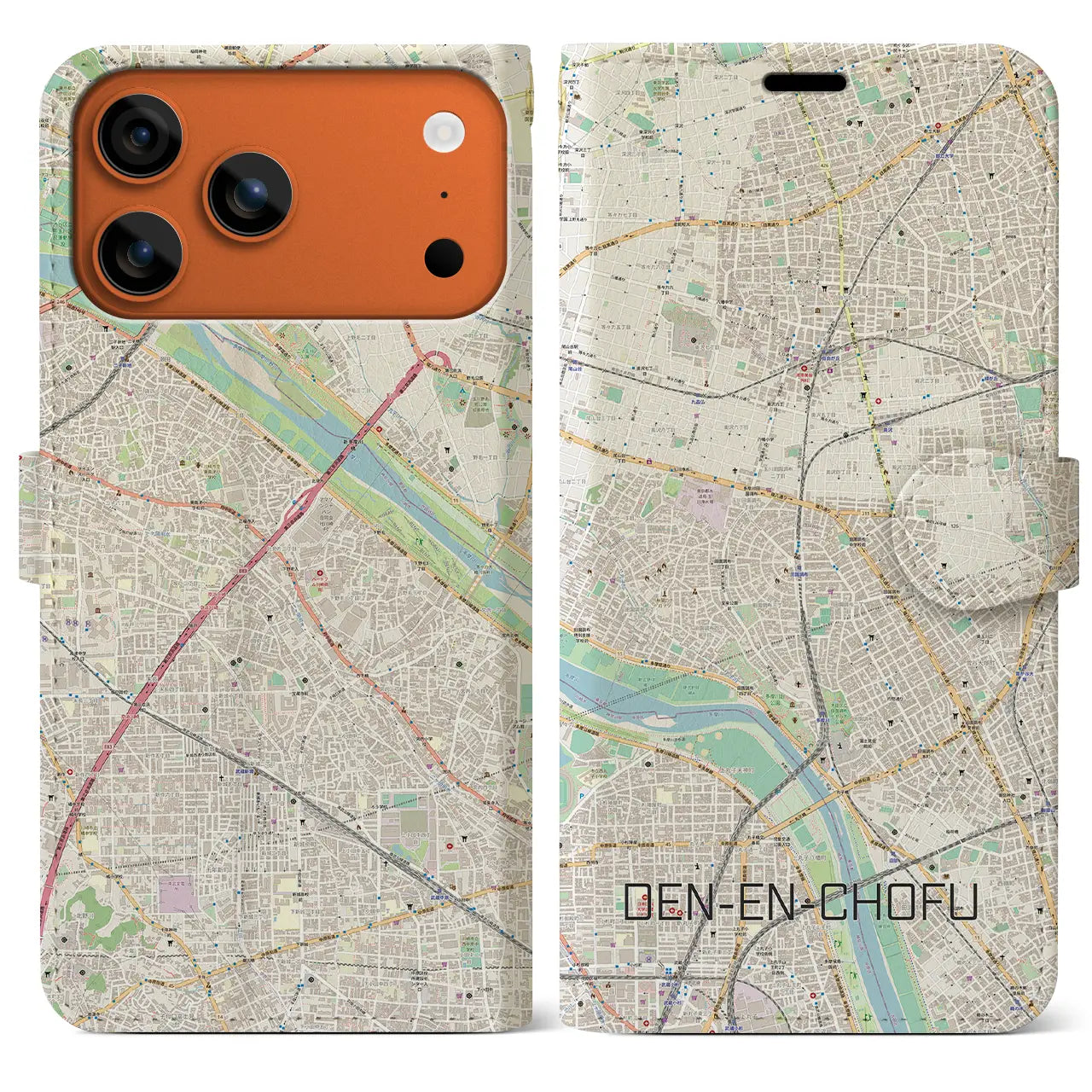 【田園調布(東京都)】地図柄iPhoneケース(手帳タイプ)