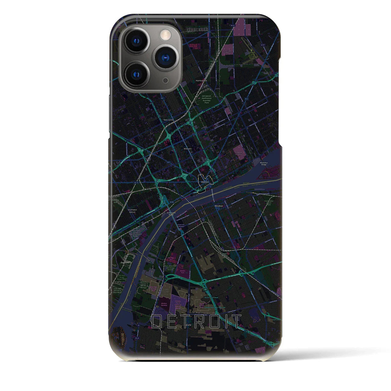 【デトロイト(アメリカ)】地図柄iPhoneケース(バックカバータイプ)