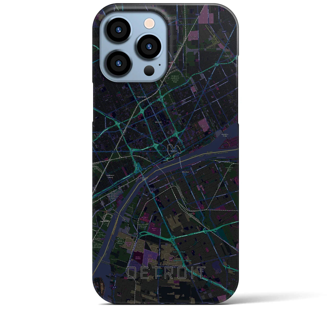 【デトロイト(アメリカ)】地図柄iPhoneケース(バックカバータイプ)