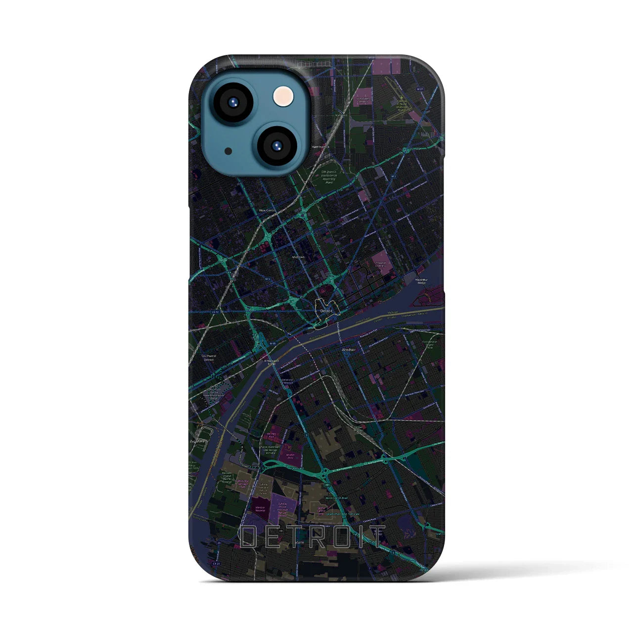 【デトロイト(アメリカ)】地図柄iPhoneケース(バックカバータイプ)