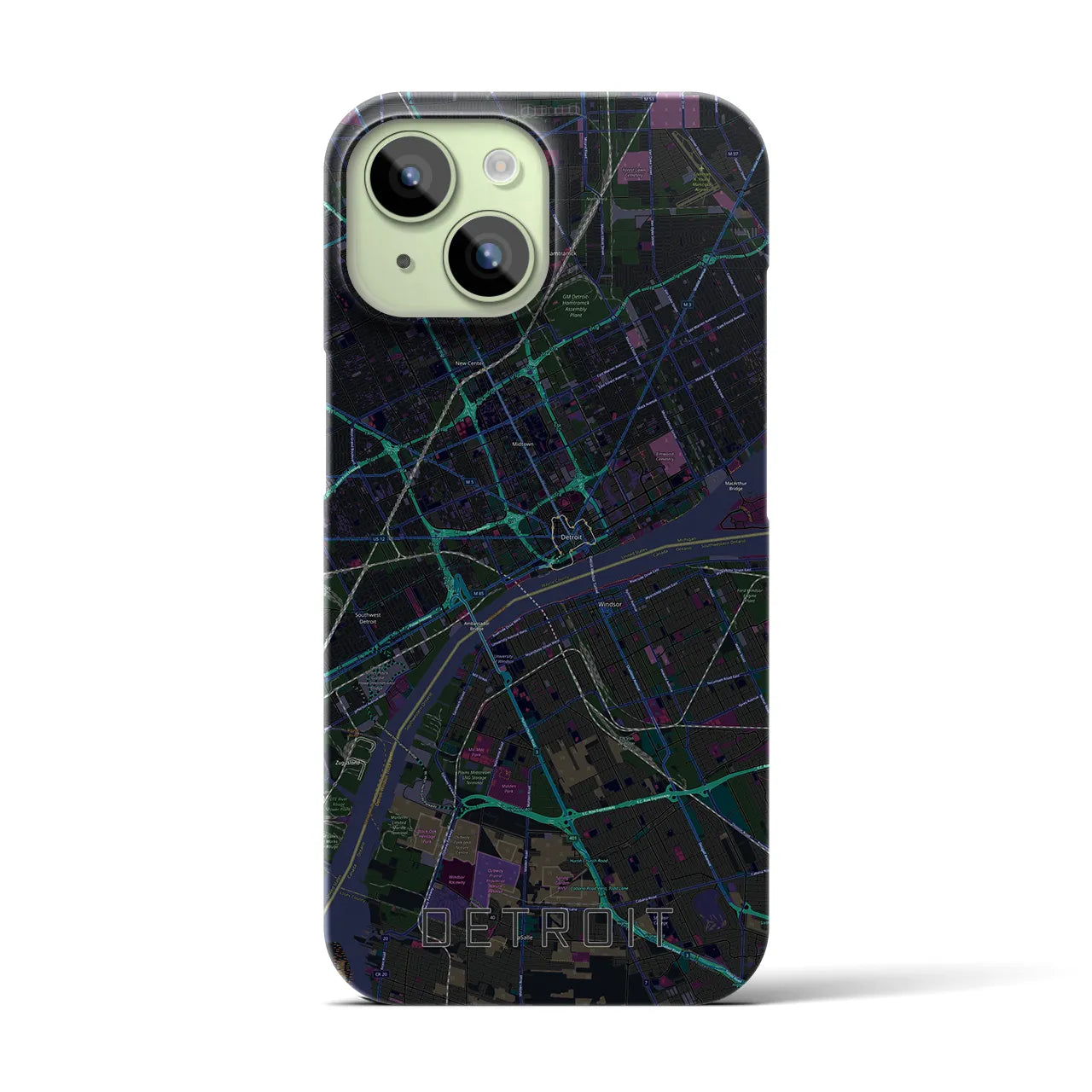 【デトロイト(アメリカ)】地図柄iPhoneケース(バックカバータイプ)