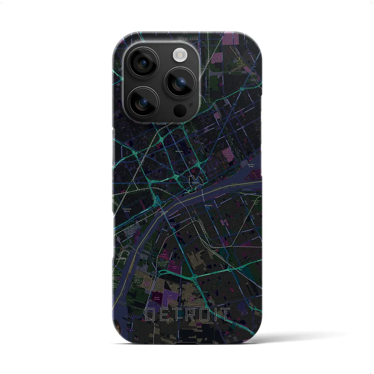 【デトロイト(アメリカ)】地図柄iPhoneケース(バックカバータイプ)