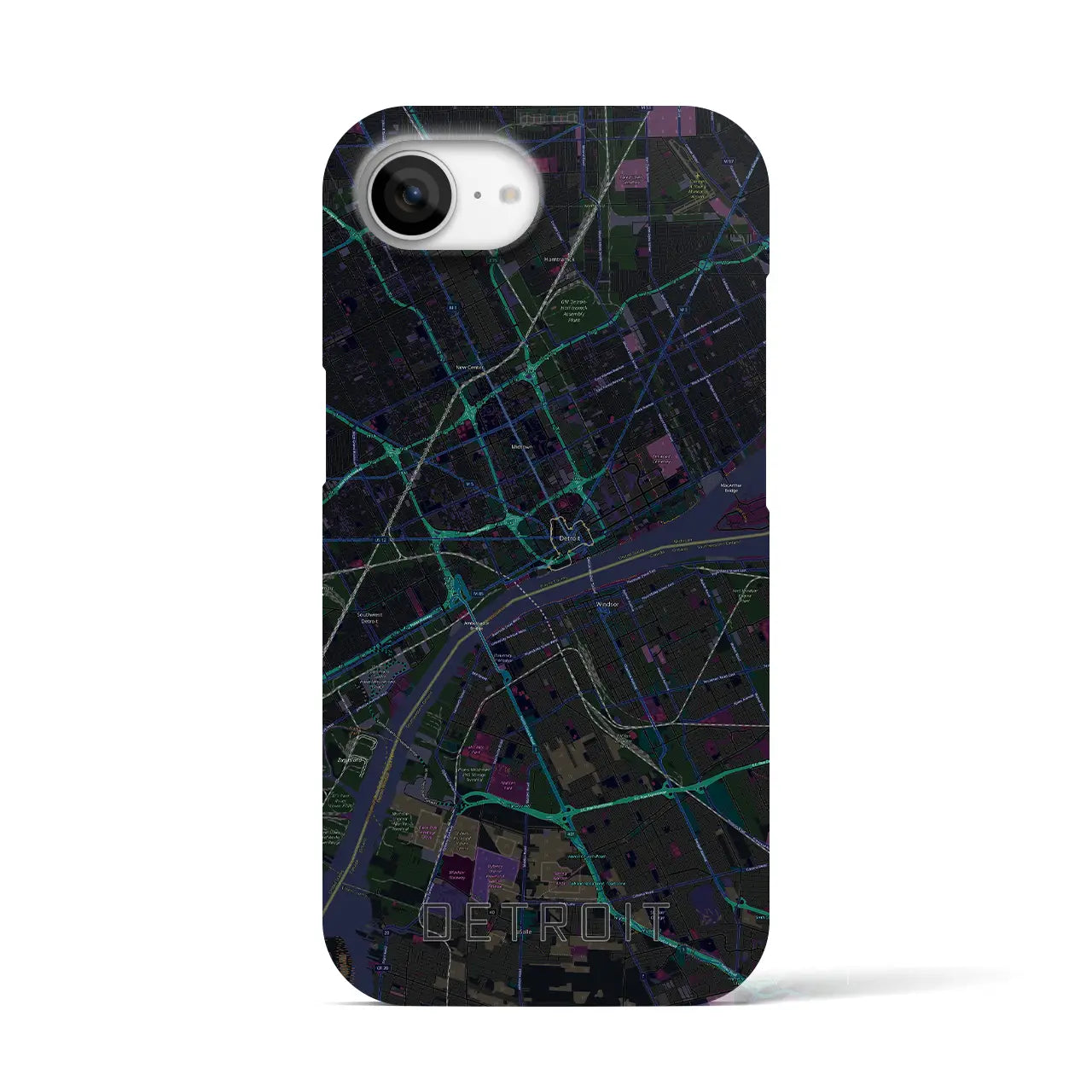 【デトロイト(アメリカ)】地図柄iPhoneケース(バックカバータイプ)