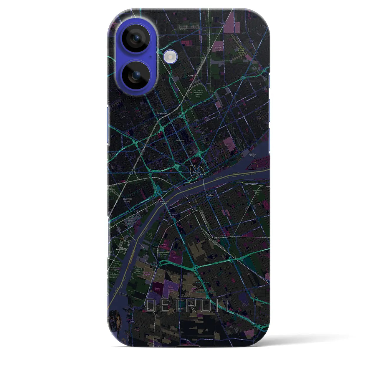 【デトロイト(アメリカ)】地図柄iPhoneケース(バックカバータイプ)