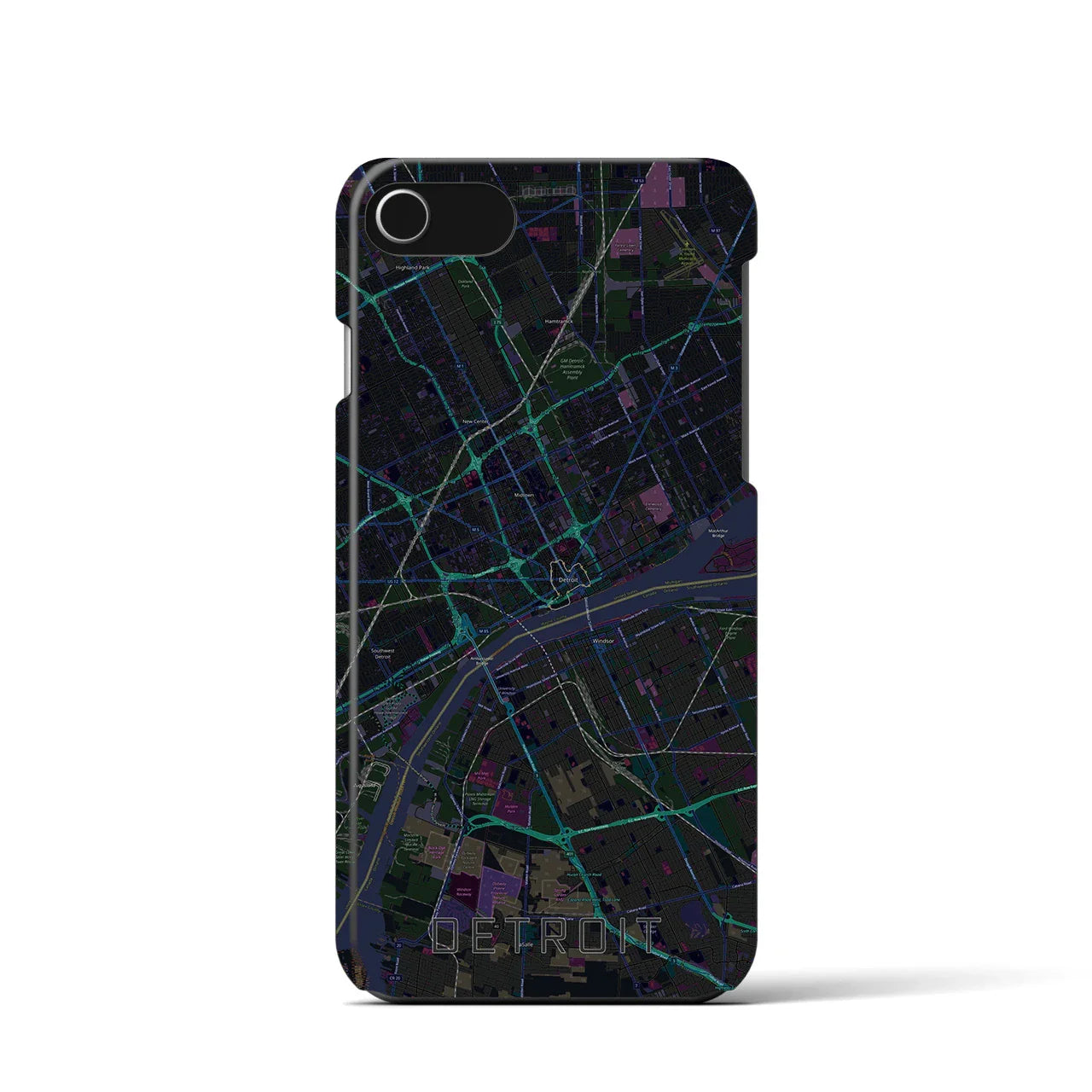 【デトロイト(アメリカ)】地図柄iPhoneケース(バックカバータイプ)