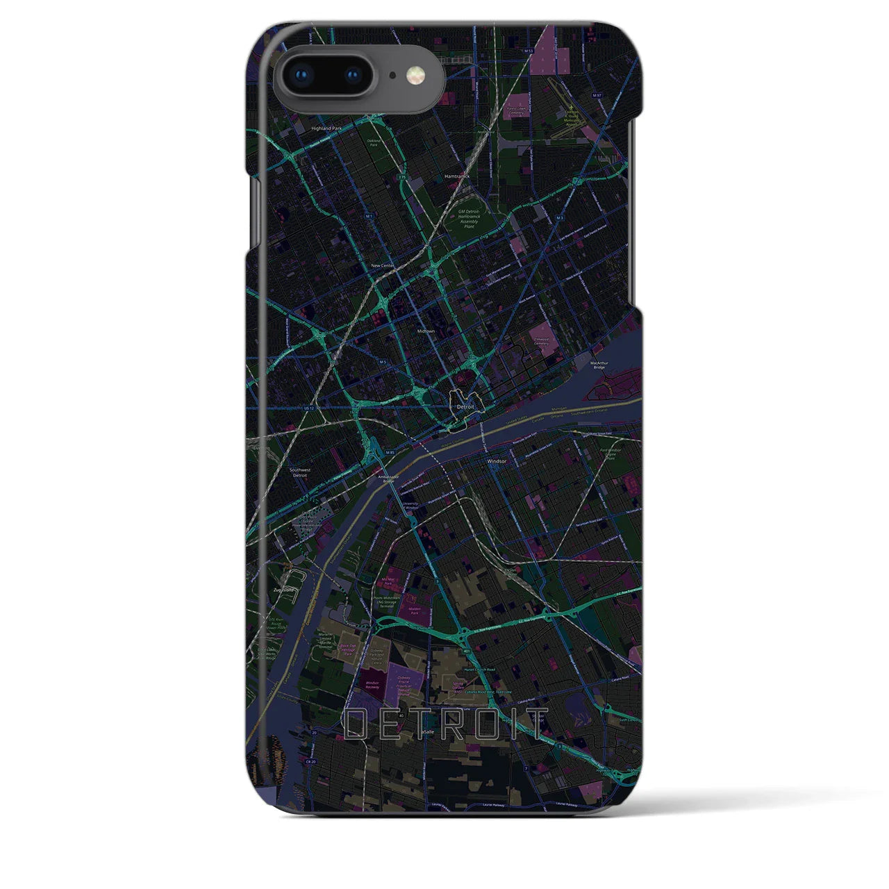 【デトロイト(アメリカ)】地図柄iPhoneケース(バックカバータイプ)