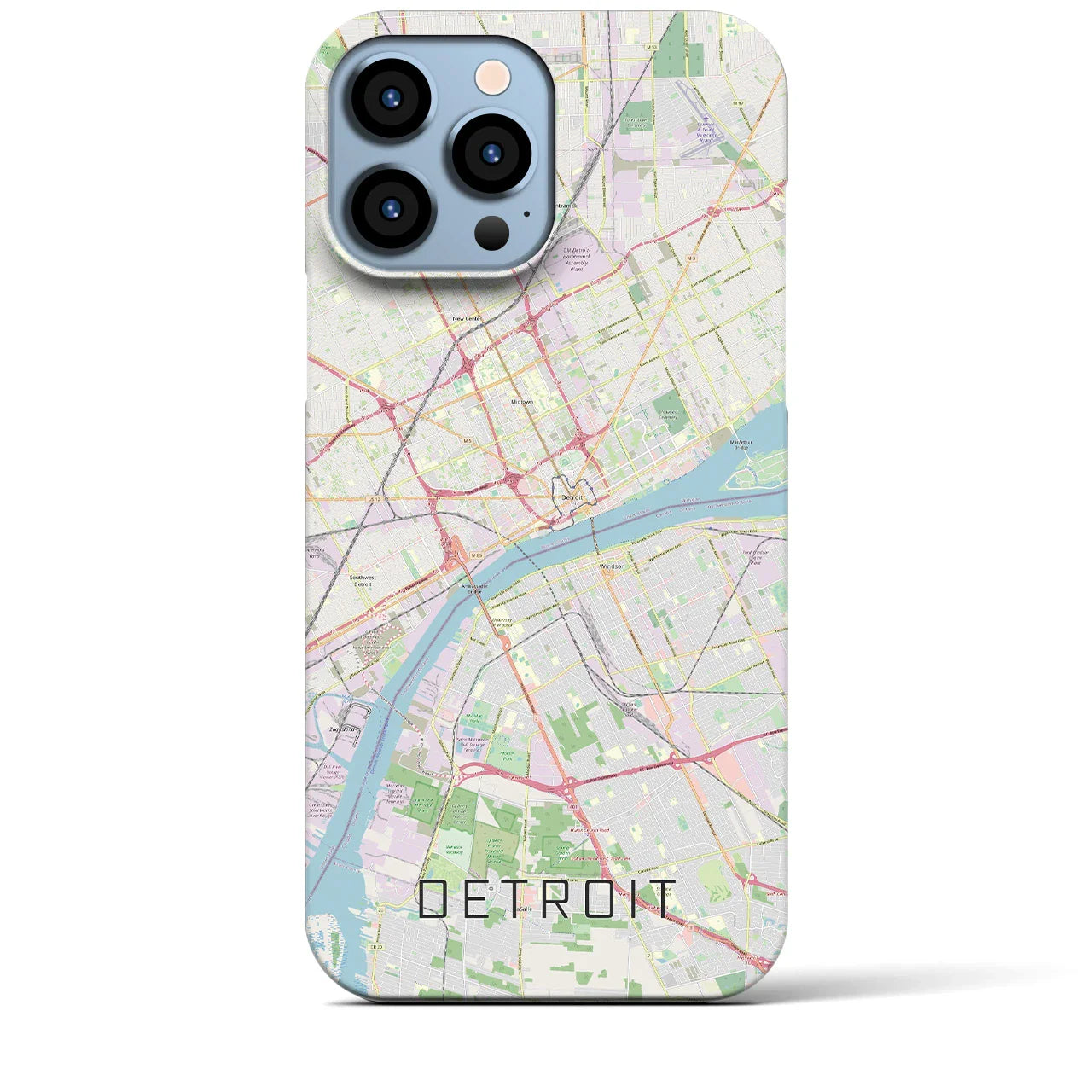 【デトロイト(アメリカ)】地図柄iPhoneケース(バックカバータイプ)