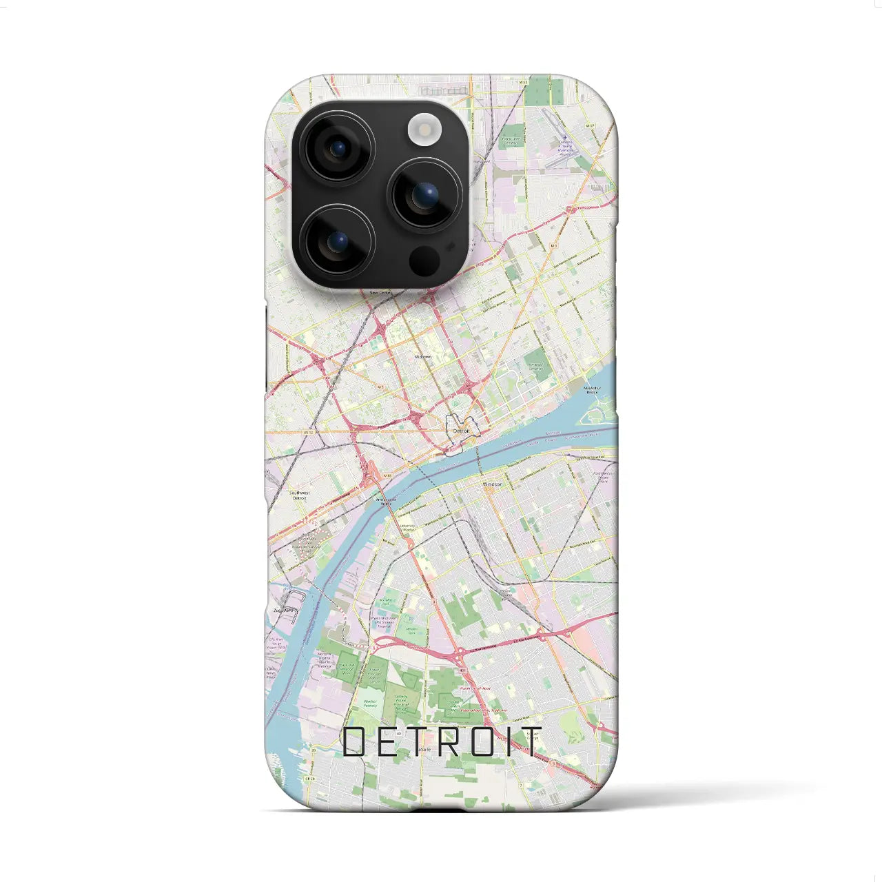 【デトロイト(アメリカ)】地図柄iPhoneケース(バックカバータイプ)