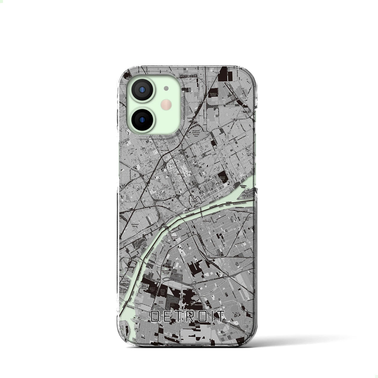【デトロイト(アメリカ)】地図柄iPhoneケース(クリアタイプ)
