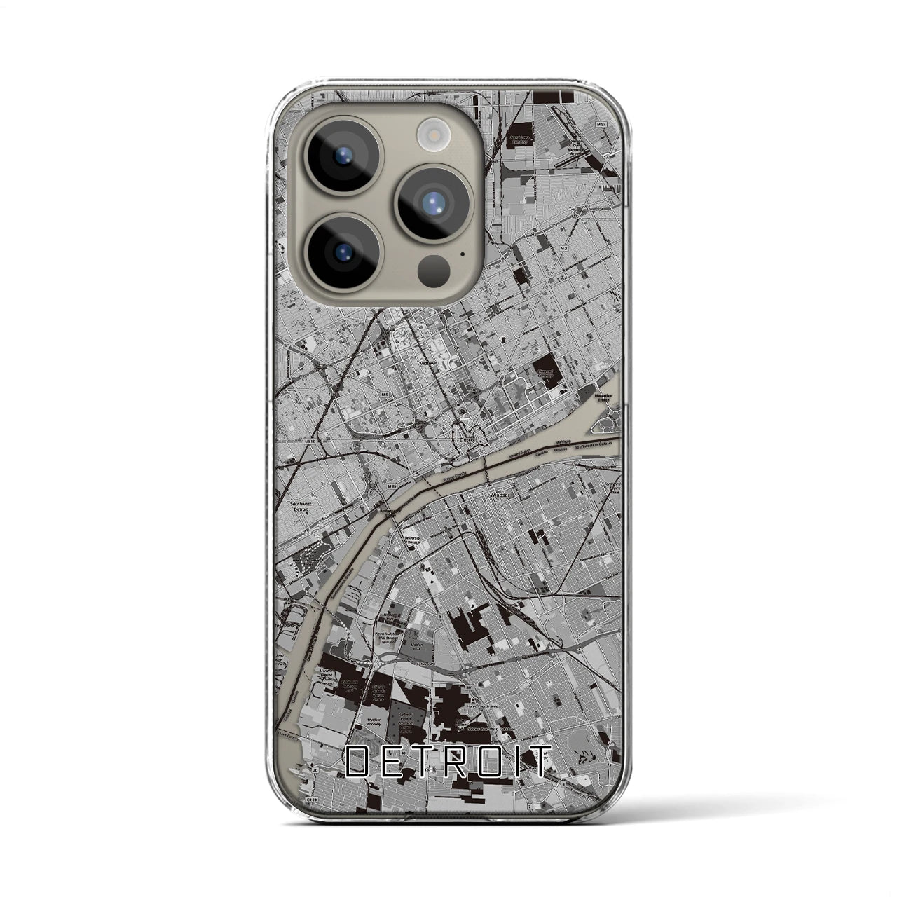 【デトロイト(アメリカ)】地図柄iPhoneケース(クリアタイプ)