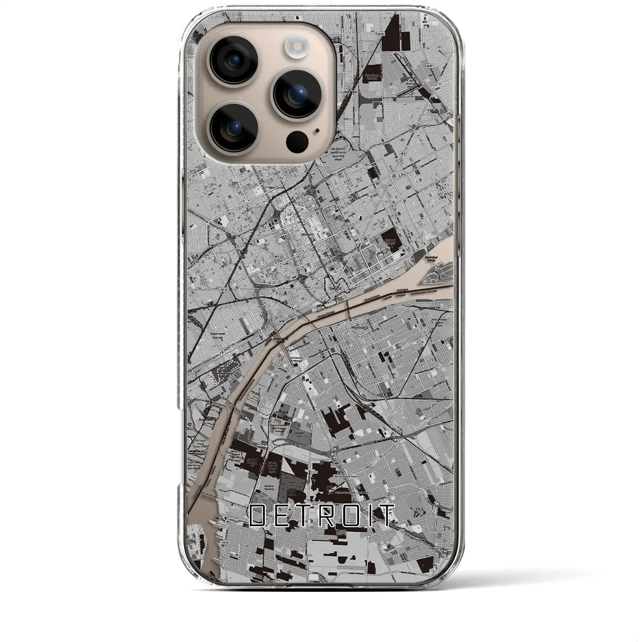 【デトロイト(アメリカ)】地図柄iPhoneケース(クリアタイプ)
