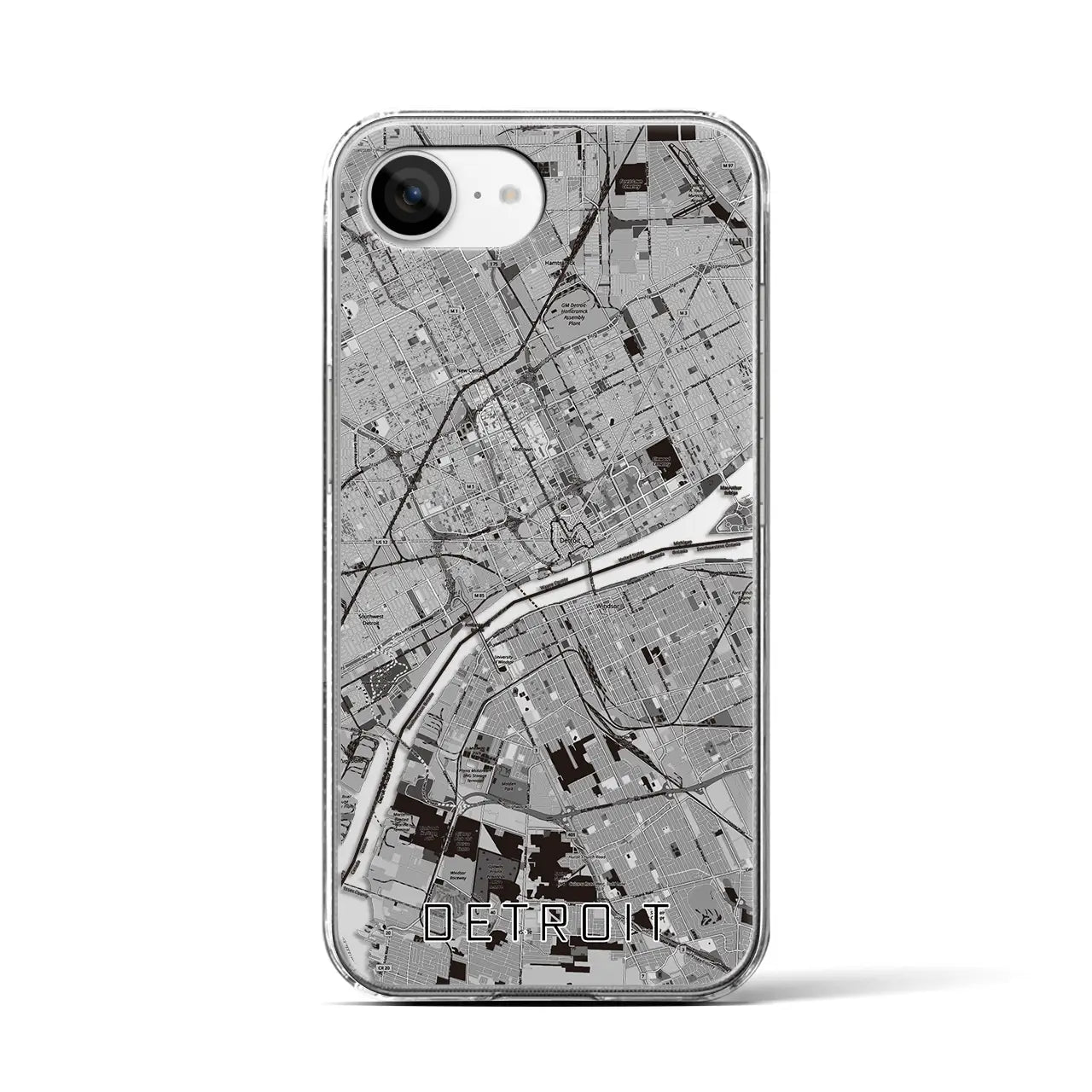 【デトロイト(アメリカ)】地図柄iPhoneケース(クリアタイプ)