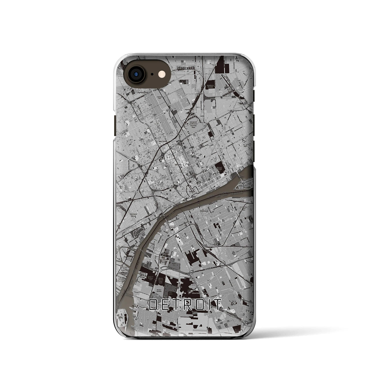 【デトロイト(アメリカ)】地図柄iPhoneケース(クリアタイプ)