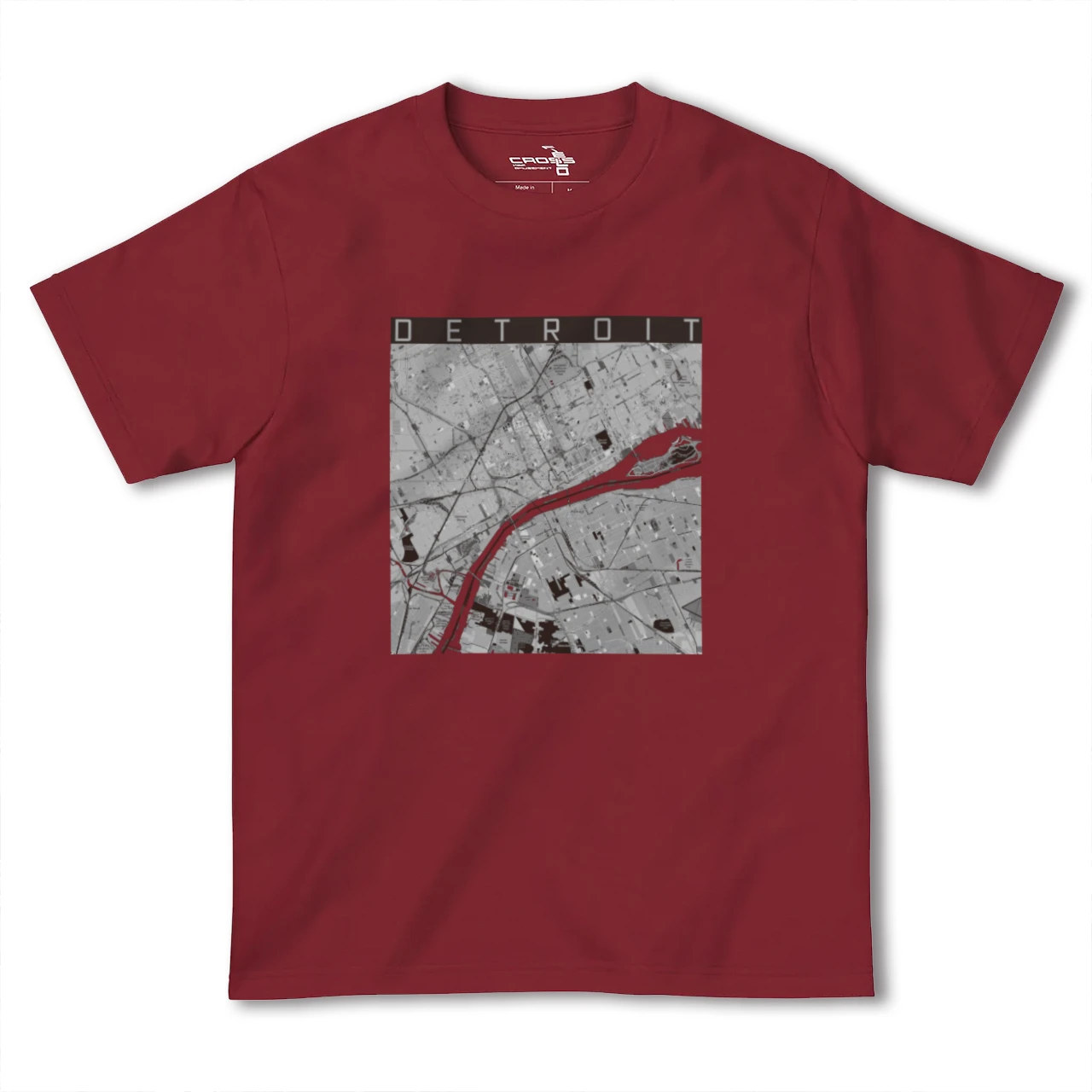 【デトロイト(アメリカ)】地図柄ヘビーウェイトTシャツ