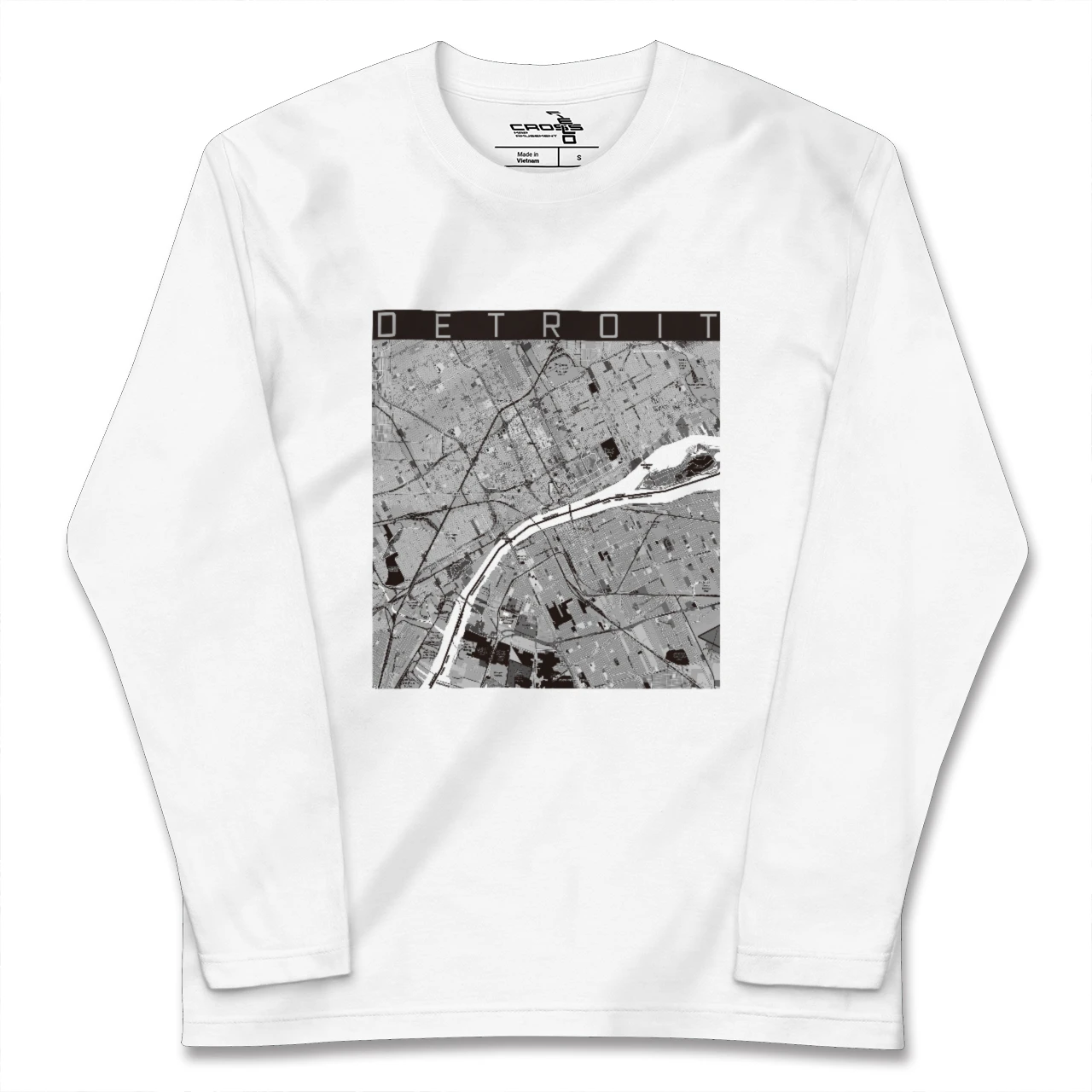 【デトロイト(アメリカ)】地図柄ロングスリーブTシャツ