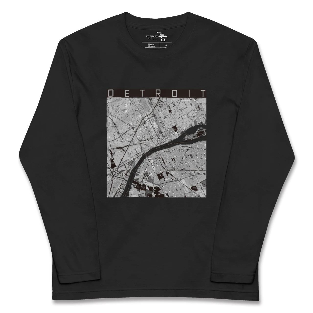 【デトロイト(アメリカ)】地図柄ロングスリーブTシャツ