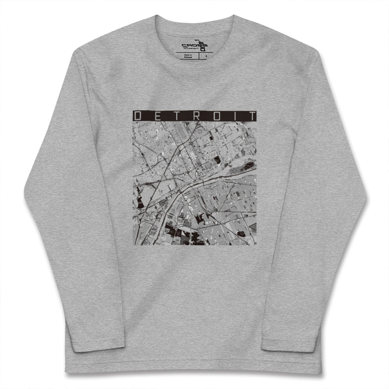 【デトロイト(アメリカ)】地図柄ロングスリーブTシャツ