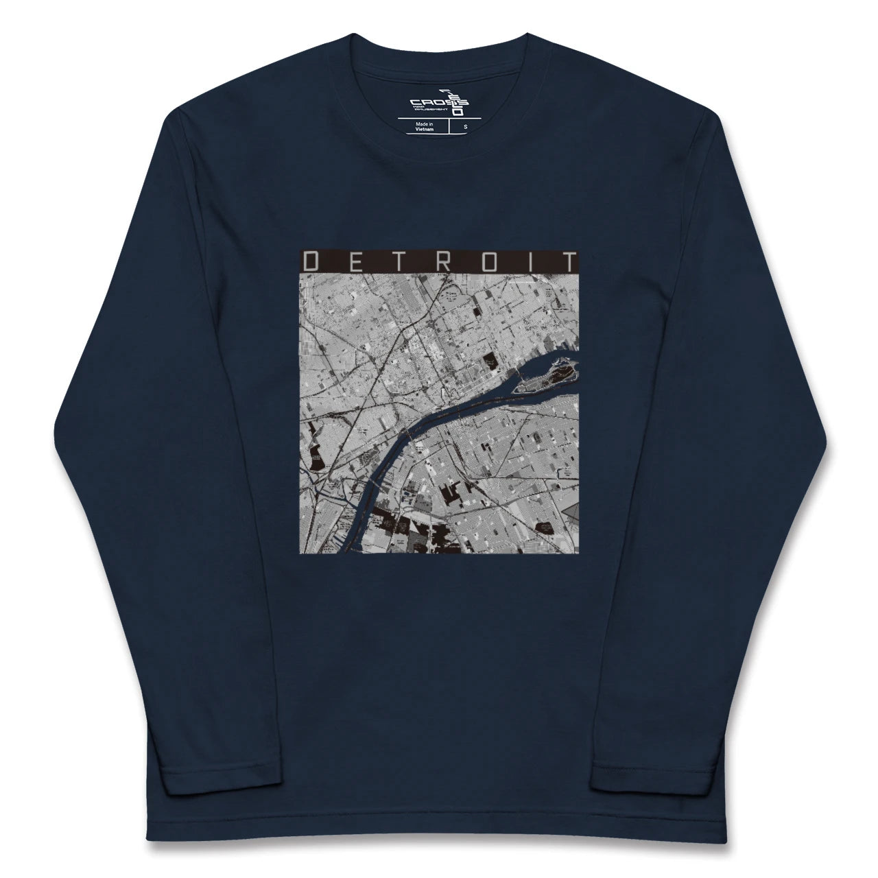 【デトロイト(アメリカ)】地図柄ロングスリーブTシャツ