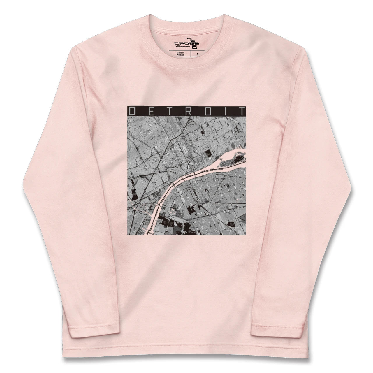 【デトロイト(アメリカ)】地図柄ロングスリーブTシャツ