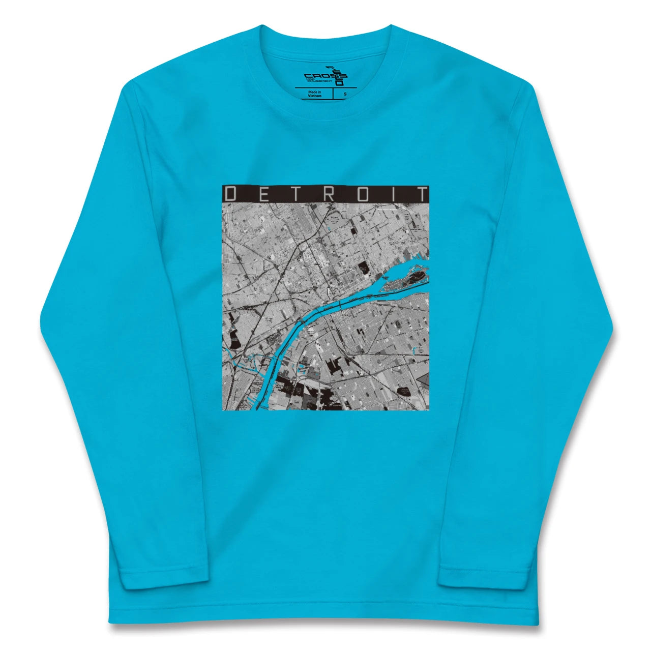 【デトロイト(アメリカ)】地図柄ロングスリーブTシャツ