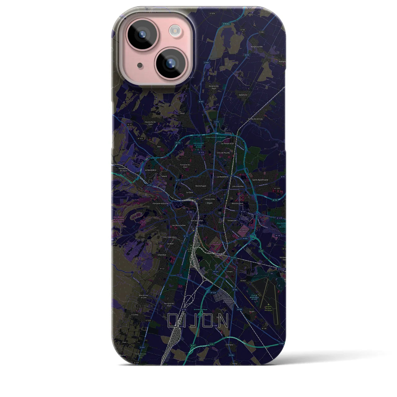 【ディジョン(フランス)】地図柄iPhoneケース(バックカバータイプ)