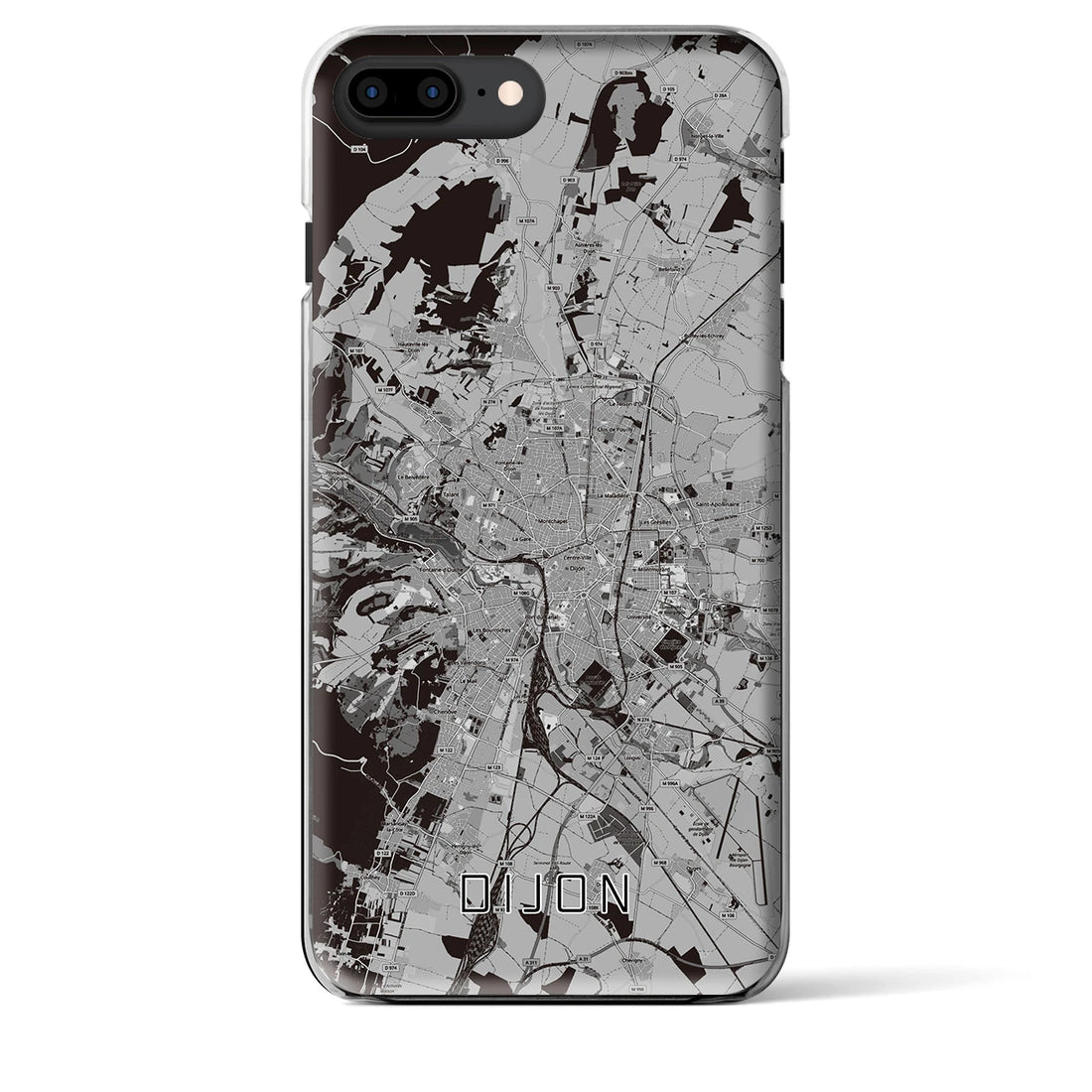 【ディジョン(フランス)】地図柄iPhoneケース(クリアタイプ)モノトーン・iPhone 8Plus /7Plus / 6sPlus / 6Plus 用