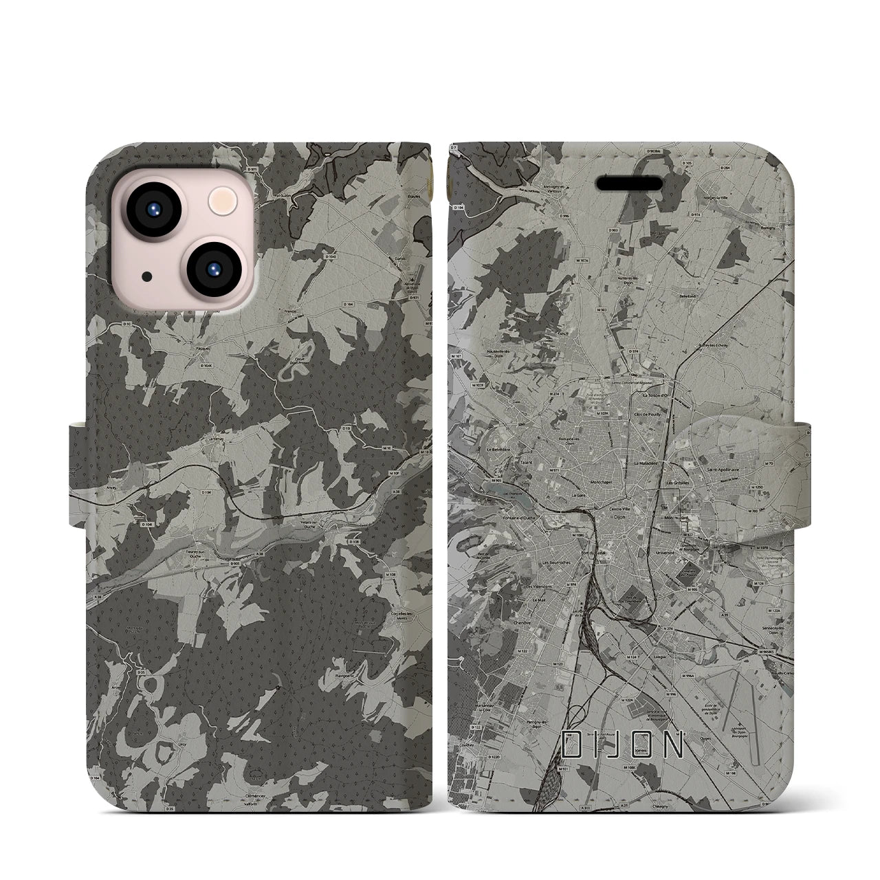 【ディジョン(フランス)】地図柄iPhoneケース(手帳タイプ)