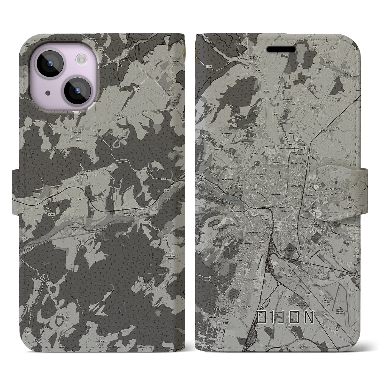 【ディジョン(フランス)】地図柄iPhoneケース(手帳タイプ)