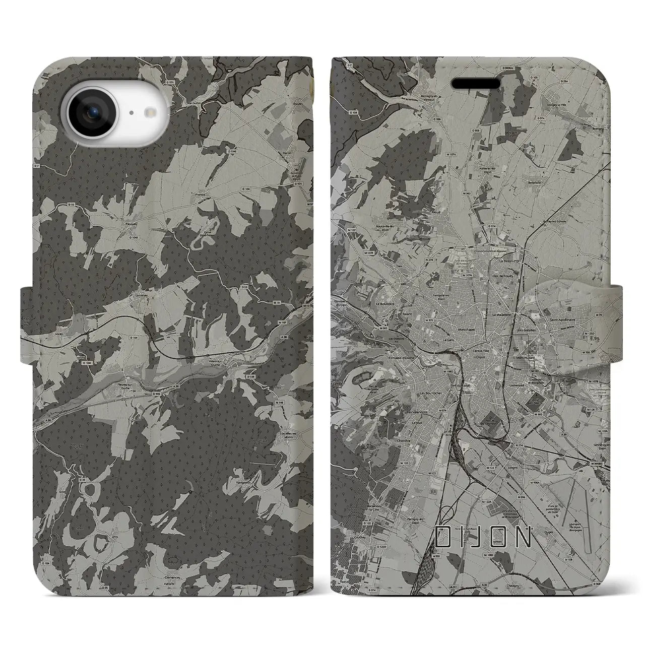 【ディジョン(フランス)】地図柄iPhoneケース(手帳タイプ)