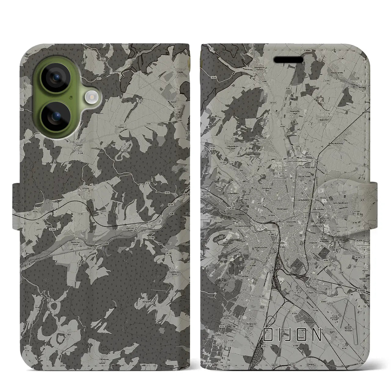 【ディジョン(フランス)】地図柄iPhoneケース(手帳タイプ)