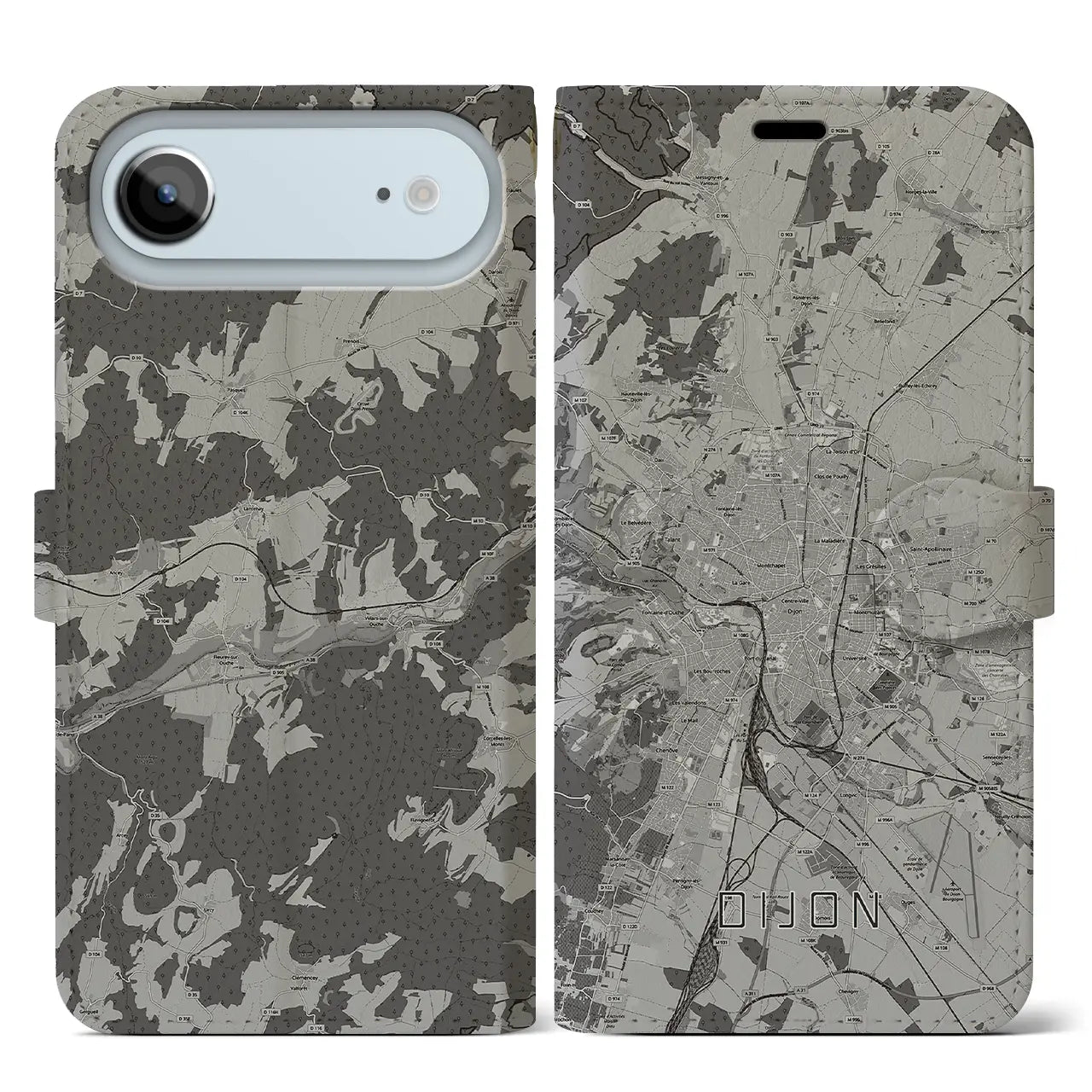 【ディジョン(フランス)】地図柄iPhoneケース(手帳タイプ)