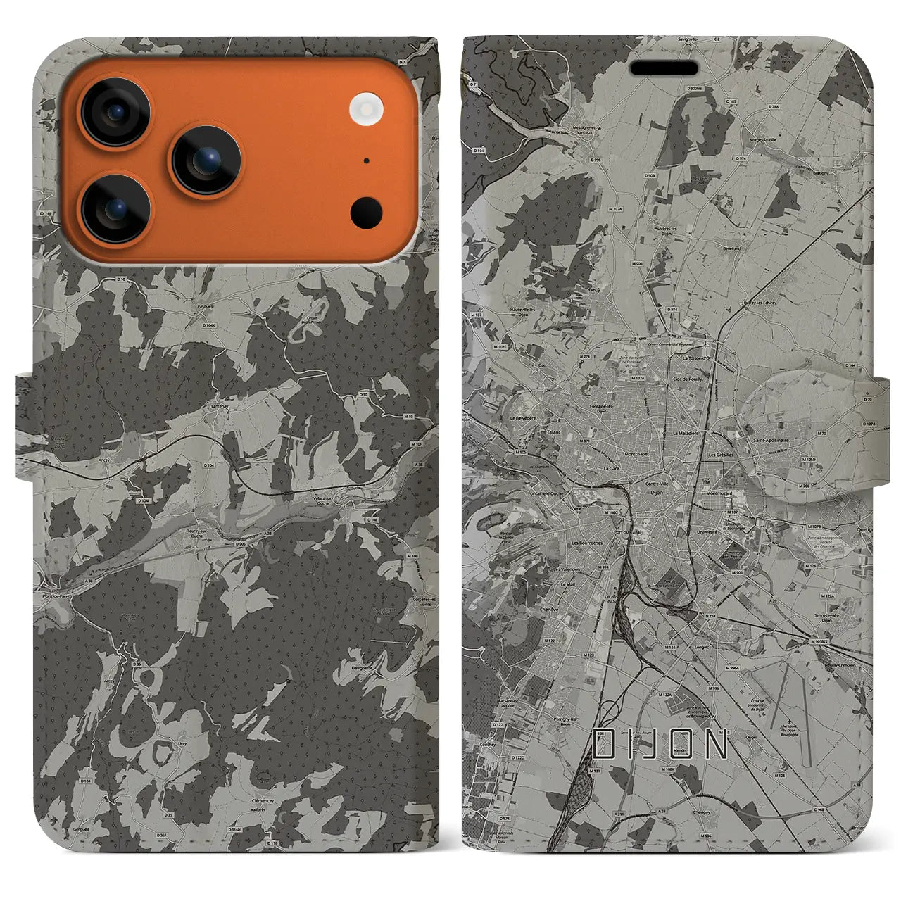 【ディジョン(フランス)】地図柄iPhoneケース(手帳タイプ)