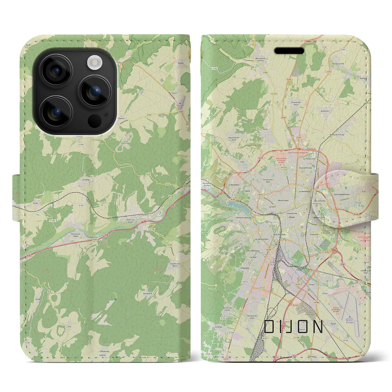 【ディジョン(フランス)】地図柄iPhoneケース(手帳タイプ)ナチュラル・iPhone 16 用