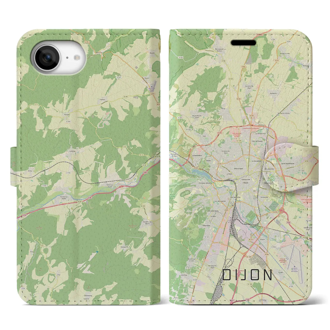 【ディジョン(フランス)】地図柄iPhoneケース(手帳タイプ)