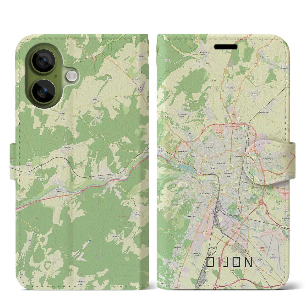 【ディジョン(フランス)】地図柄iPhoneケース(手帳タイプ)ナチュラル・iPhone 17 Pro Max 用