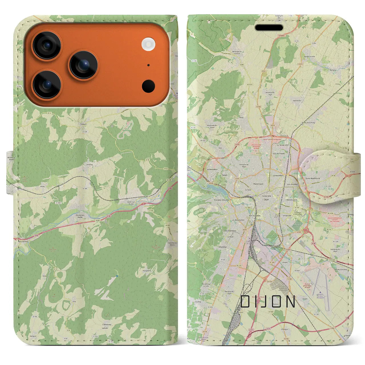 【ディジョン(フランス)】地図柄iPhoneケース(手帳タイプ)