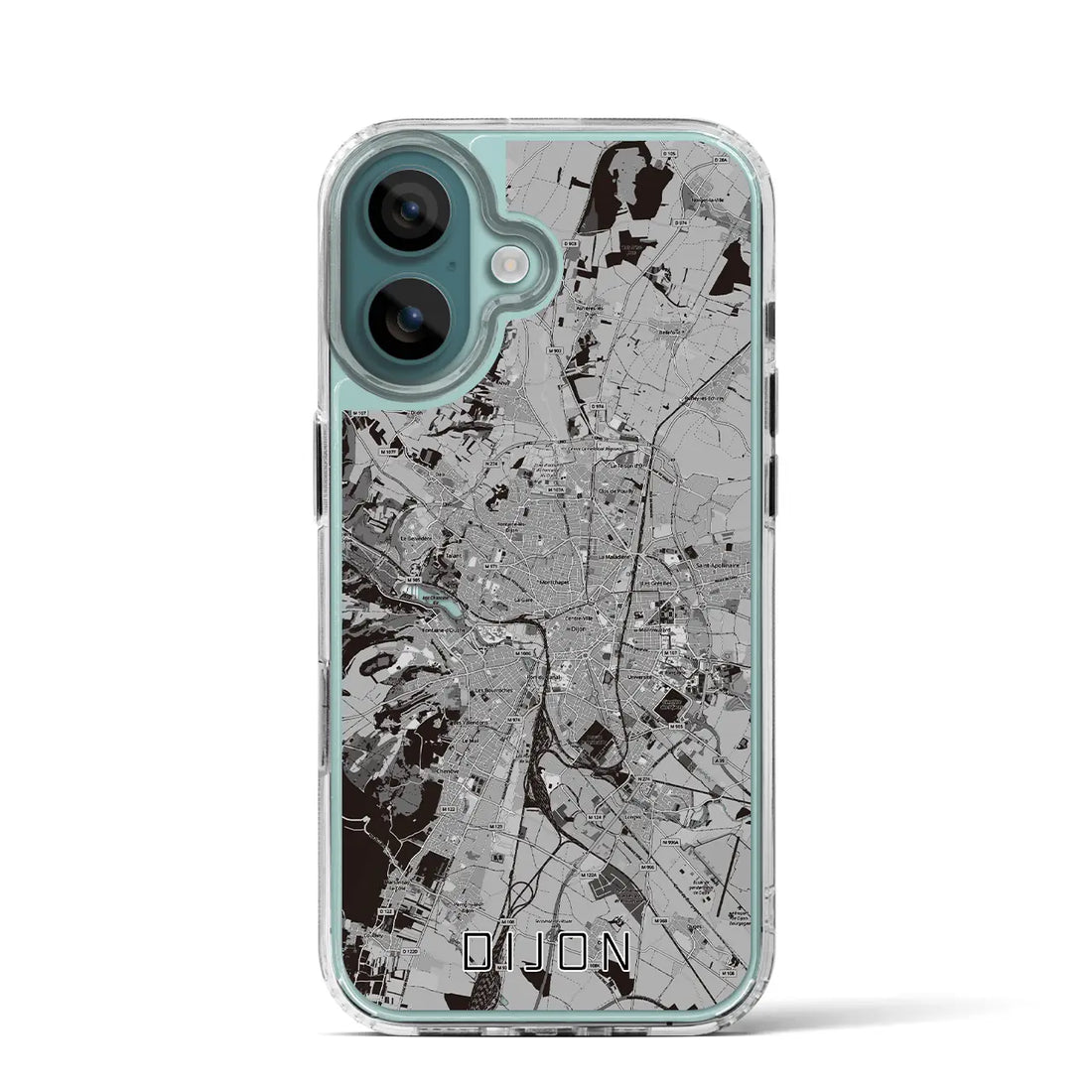 【ディジョン(フランス)】地図柄iPhoneケース(MagSafeタイプ)モノトーン・iPhone 16 Pro 用