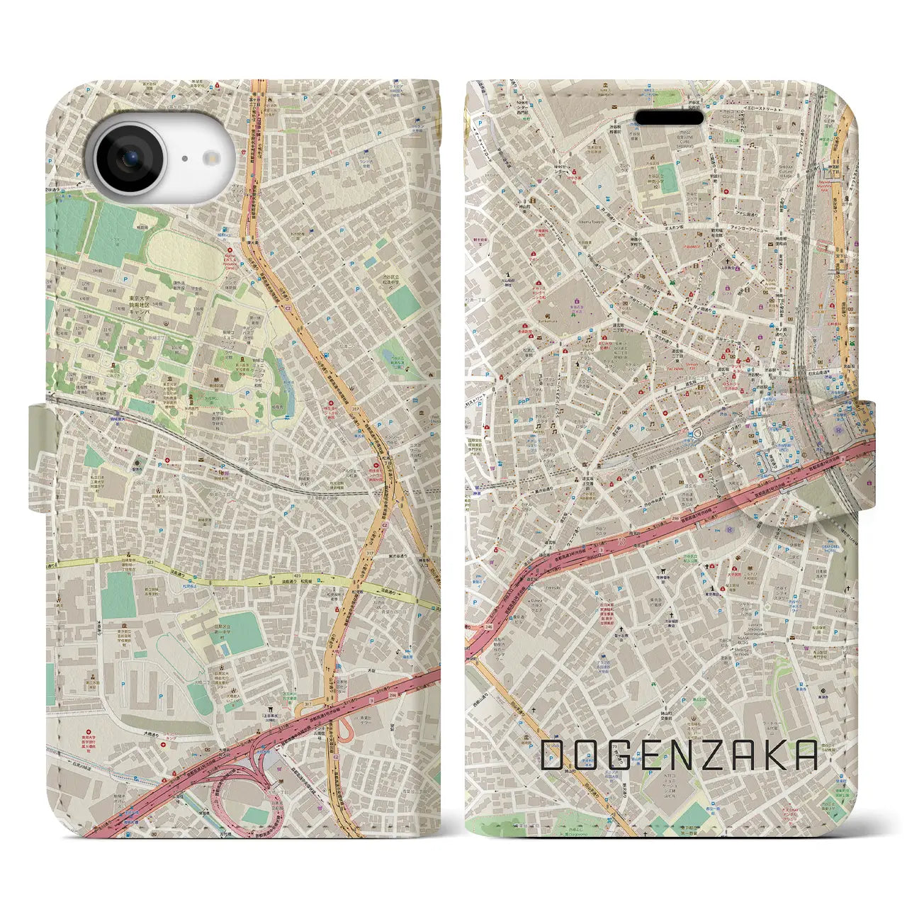 【道玄坂(東京都)】地図柄iPhoneケース(手帳タイプ)