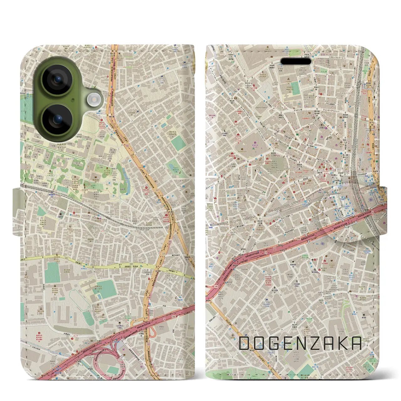 【道玄坂(東京都)】地図柄iPhoneケース(手帳タイプ)