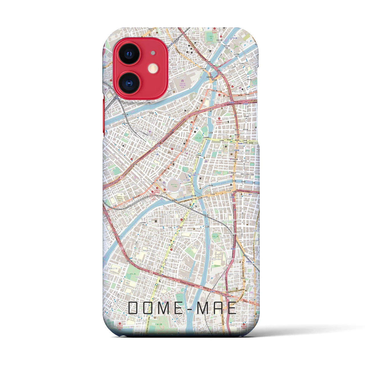 【ドーム前(大阪府)】地図柄iPhoneケース(バックカバータイプ)