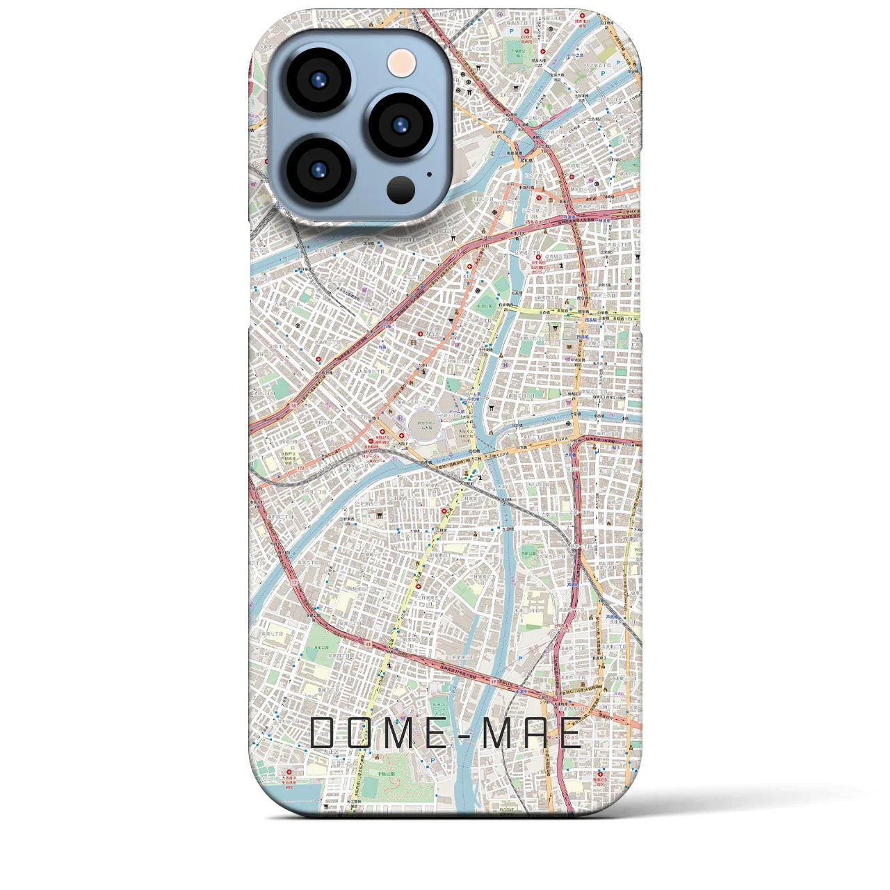 【ドーム前(大阪府)】地図柄iPhoneケース(バックカバータイプ)