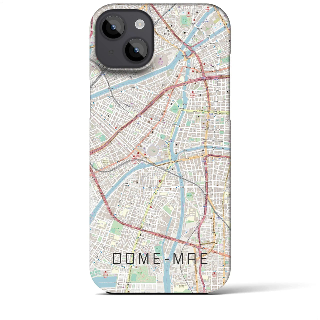 【ドーム前(大阪府)】地図柄iPhoneケース(バックカバータイプ)