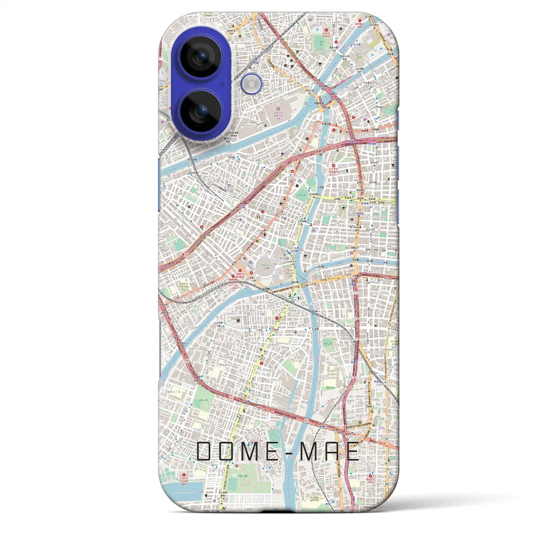 【ドーム前(大阪府)】地図柄iPhoneケース(バックカバータイプ)ブラック・iPhone 16 Pro Max 用