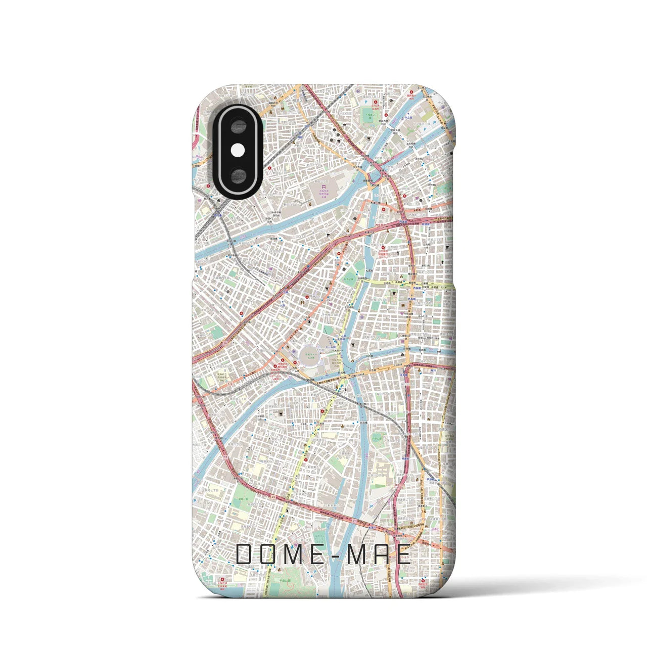 【ドーム前(大阪府)】地図柄iPhoneケース(バックカバータイプ)