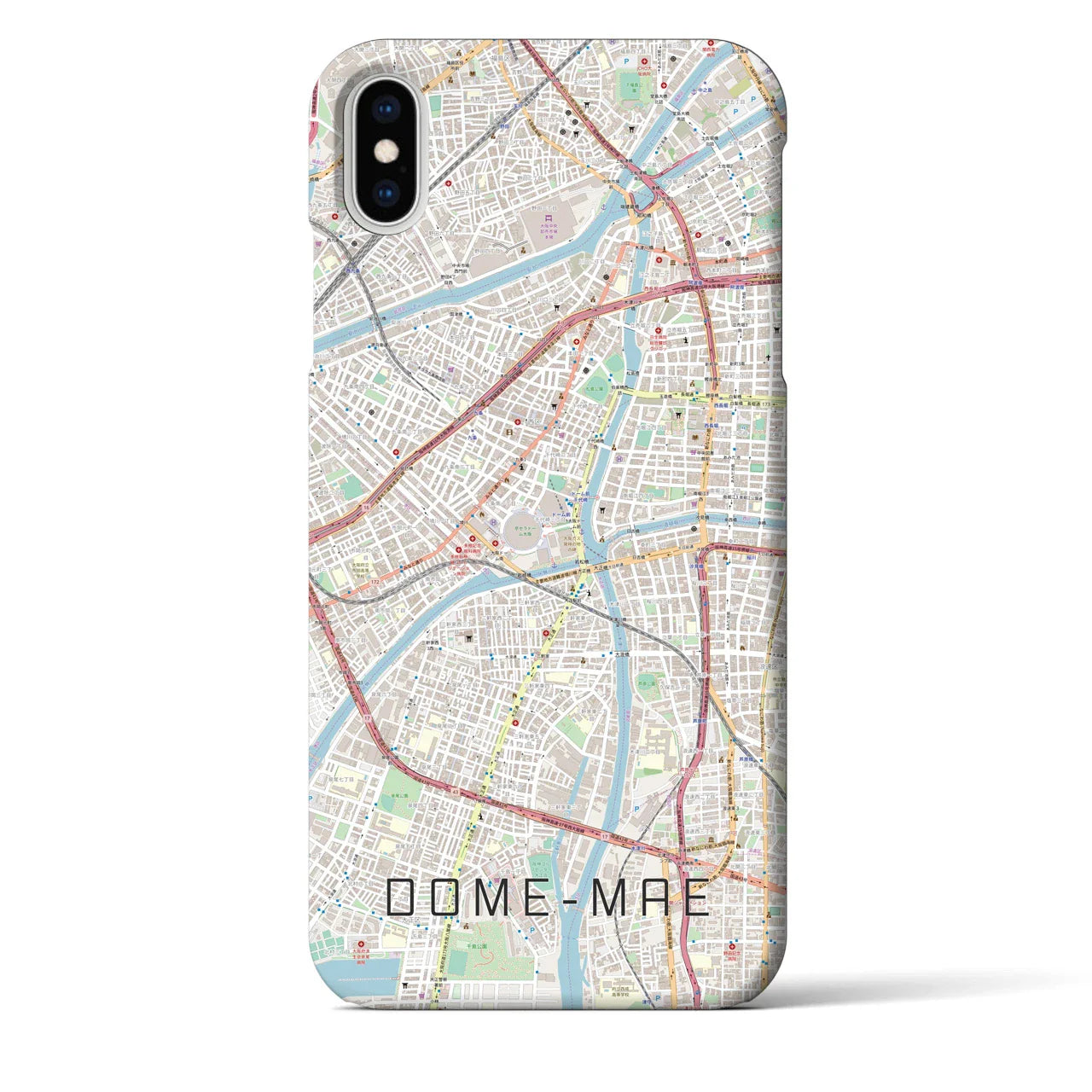 【ドーム前(大阪府)】地図柄iPhoneケース(バックカバータイプ)