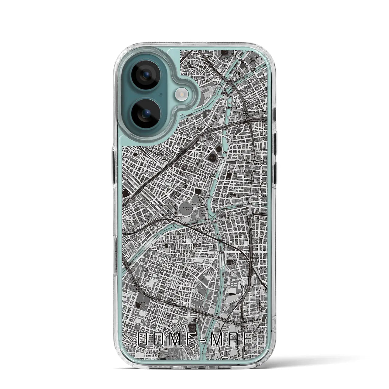 【ドーム前(大阪府)】地図柄iPhoneケース(MagSafeタイプ)モノトーン・iPhone 16 Pro 用