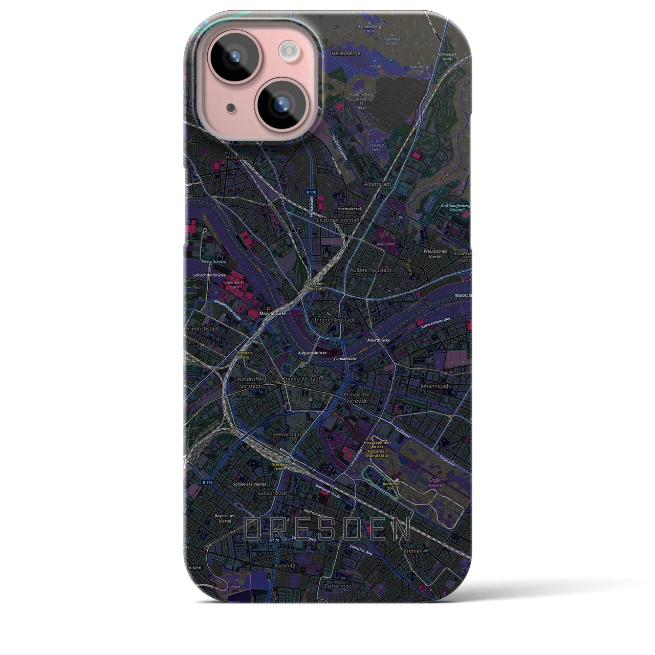 【ドレスデン(ドイツ)】地図柄iPhoneケース(バックカバータイプ)